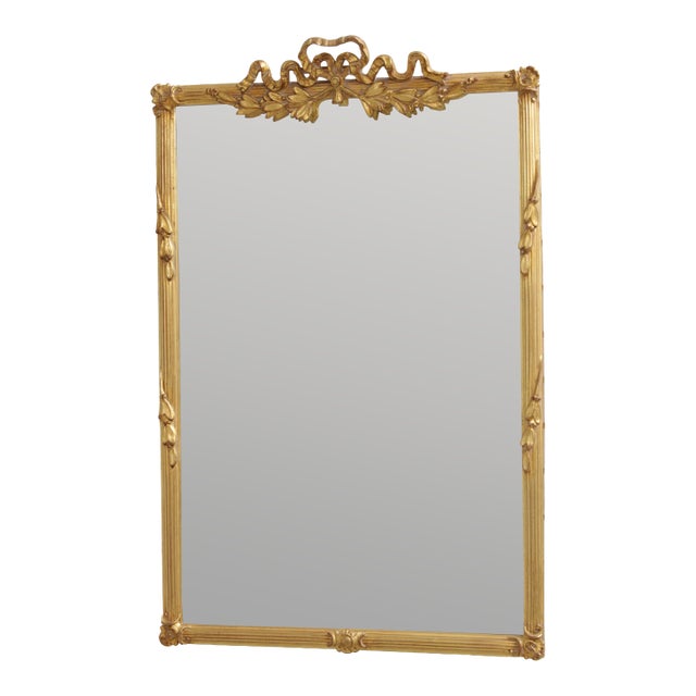 Carvers Guild Gold Gilt Carved Bow Top Wall Mirror For Sale
