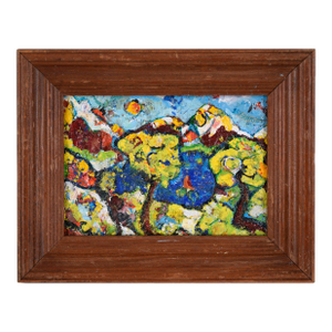 Fauvist Landscape With Lake and Mountains in Oil on Paper
