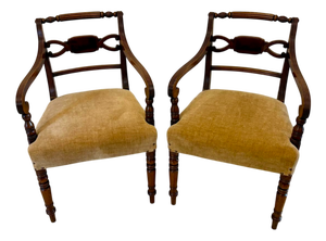 Antique George III Mahogany Desk Chairs, 1800s, Set of 2