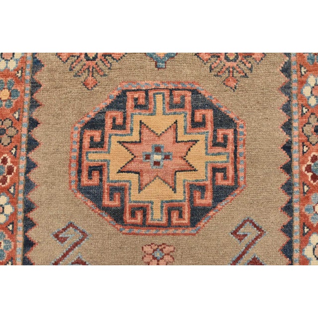Brown Kazak Runner 2’8” X 9’5” Brown Wool Tribal Hand-Knotted Oriental Rug For Sale - Image 8 of 13