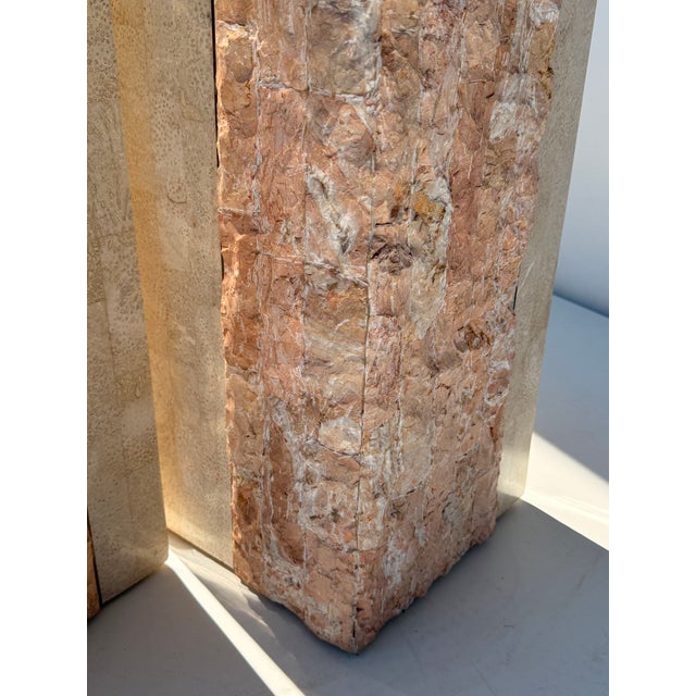 Pair of Tessellated Coral and Pink Stone Pedestals For Sale - Image 11 of 12