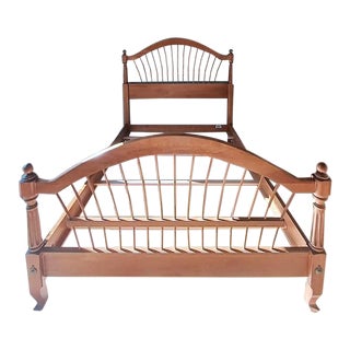 French Country Wheatback Full Size Bedframe by Ethan Allen For Sale