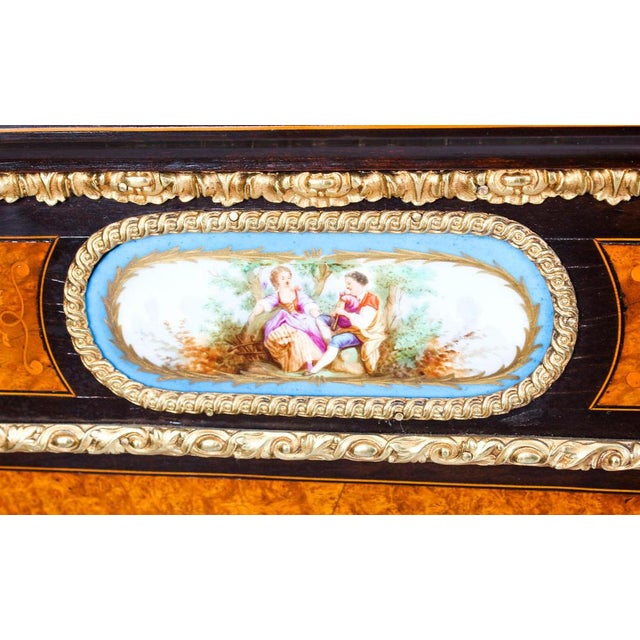 Brown Victorian Burr Walnut & Sèvres Plaques Credenza For Sale - Image 8 of 18