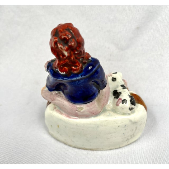English Early 20th Century Staffordshire Man With Dog Inkwell/Pen Holder For Sale - Image 3 of 7