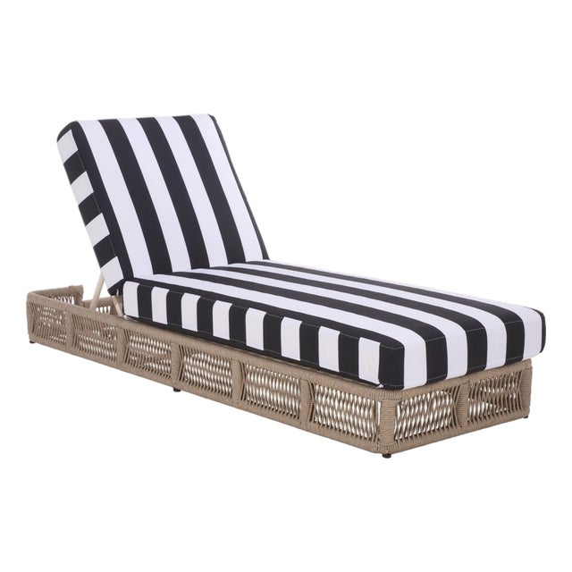 Gillian Chaise Lounge, Heather Tan/Black Stripe For Sale