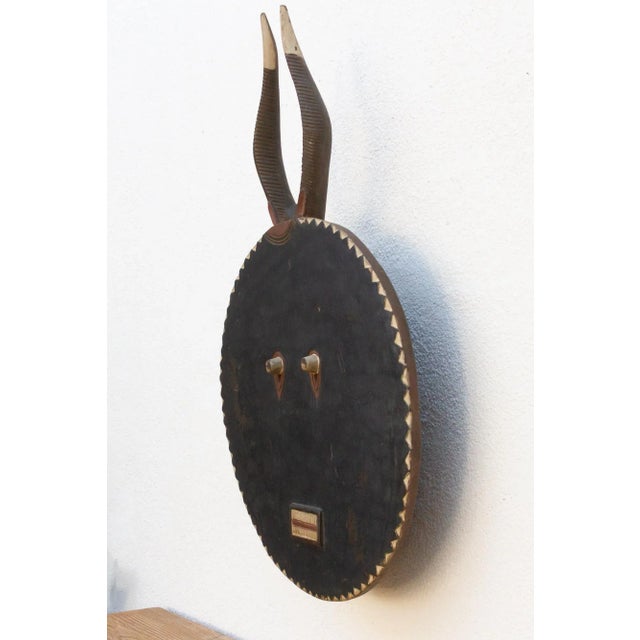 Midnight Black Painted African Sun Mask For Sale - Image 9 of 11