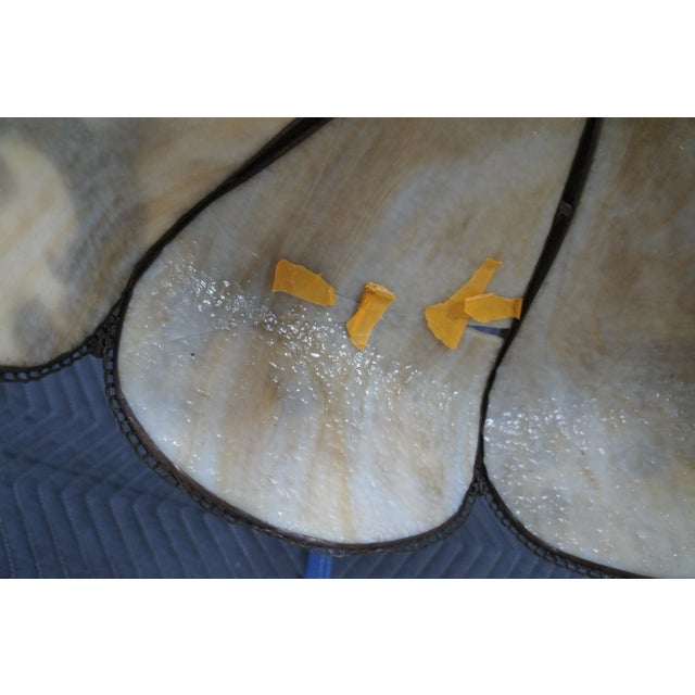 Antique Wrought Iron Marble Slag Glass Tiffany Style Floor Lamp For Sale - Image 11 of 12