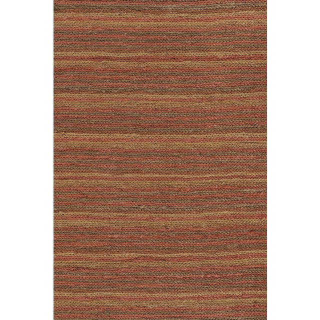 Rug & Kilim's Contemporary Flat-Weave Striped Orange Brown Square For Sale In New York - Image 6 of 10