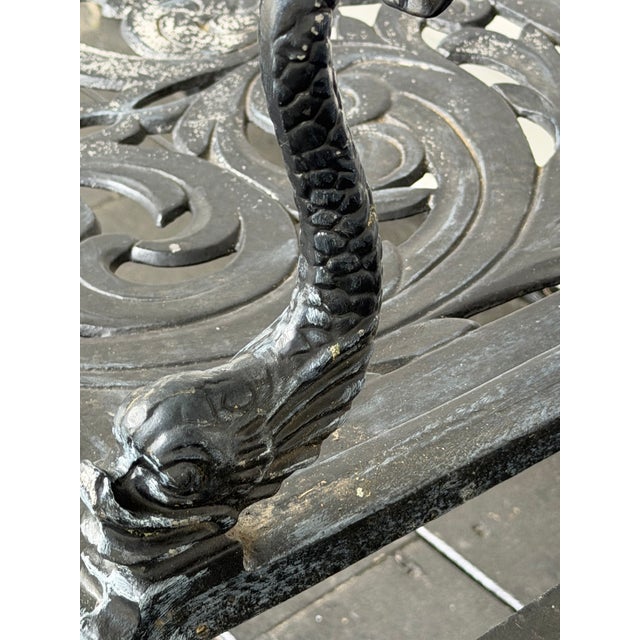 Vintage Star and Dolphin Double Settee Arm Chair Table With Filigree a Set of 3 For Sale - Image 9 of 12