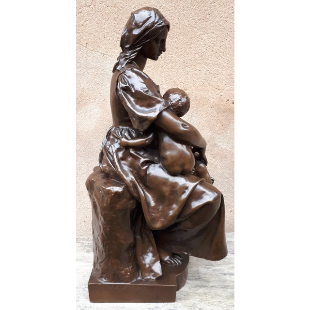Bronze Sculpture of a Breastfeeding Mother by Paul Dubois, 1800s For Sale - Image 5 of 18
