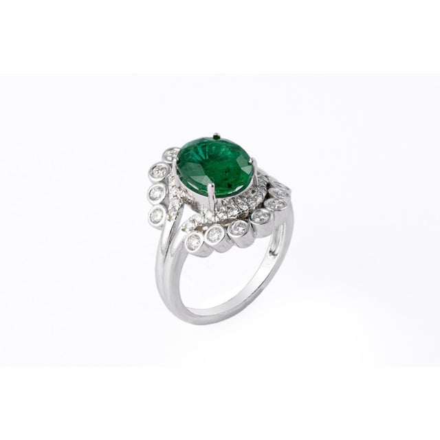 2.96 carats Natural Zambian Emerald Ring with Diamonds 0.65 carats and 14k Gold For Sale - Image 11 of 18