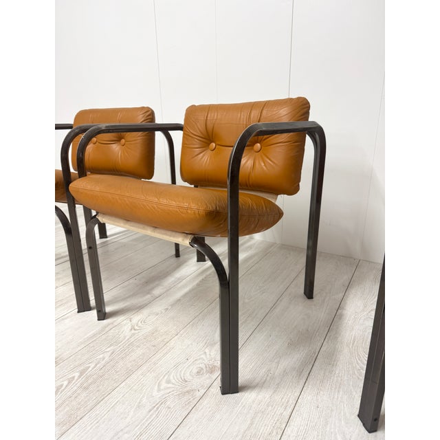 Italian Leather Chairs, 1970s, Set of 4 For Sale - Image 6 of 15