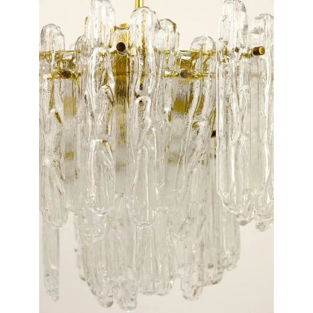 Metal Icicle Brass Ice Glass Chandelier attributed to Kinkeldey, Germany, 1960s For Sale - Image 7 of 11