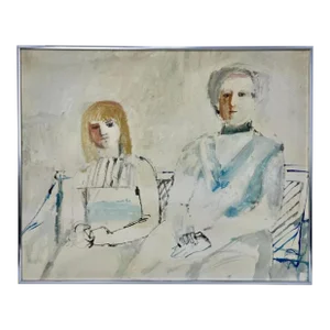 Mid 20th Century "Seated Woman" French Modernist Post Impressionist Figurative Oil Painting on Board