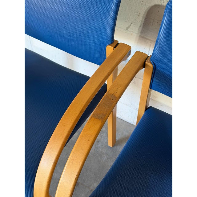 1980s Nr. Søby Møbelpolstring Blue Upholstered Armchairs Set of 4 Danish Mid-Century Modern 1980s For Sale - Image 5 of 14