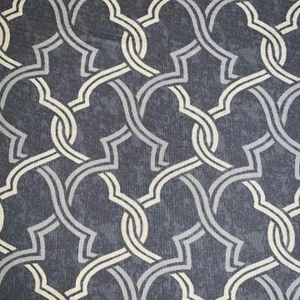 P Kaufmann Waverly Gray & Ivory Fretwork Geometric Lattice Trellis Fabric Sample