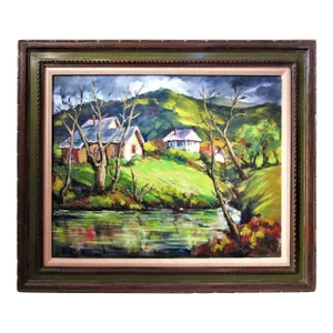 Clifford Holmes, Landscape with Houses and Pond, California