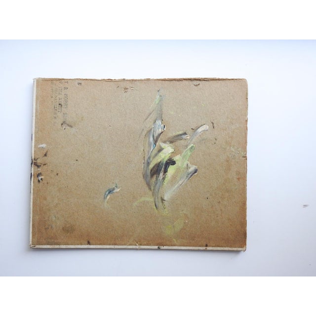 Mid 20th century oil on canvas board impressionist forest shadows landscape painting. Impasto palette knife application,...