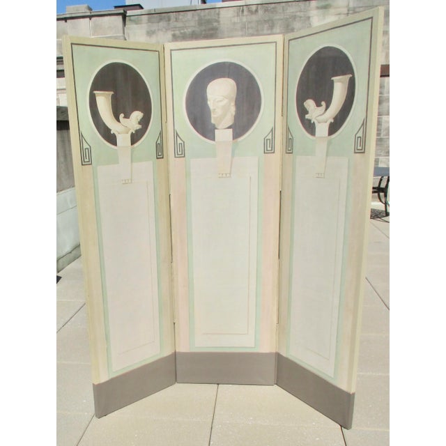 Fine Art Deco floor screen by a significant American Art Deco artist, Boris Lovet-Lorski ( 1894-1973). A unique and...