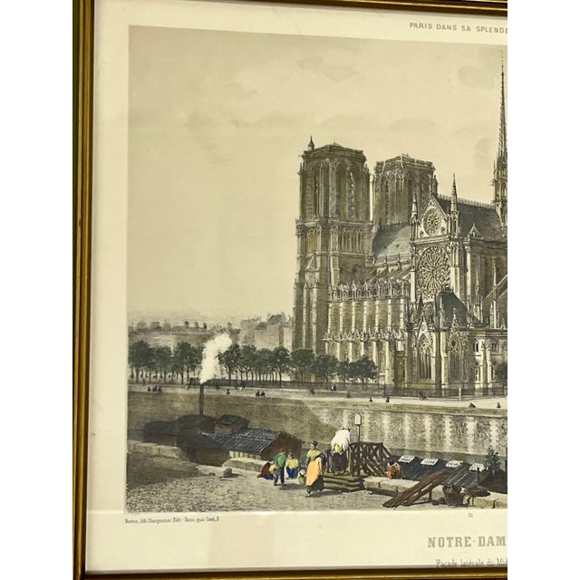 Green Vintage Framed French Notre Dame Architectural Print For Sale - Image 8 of 13