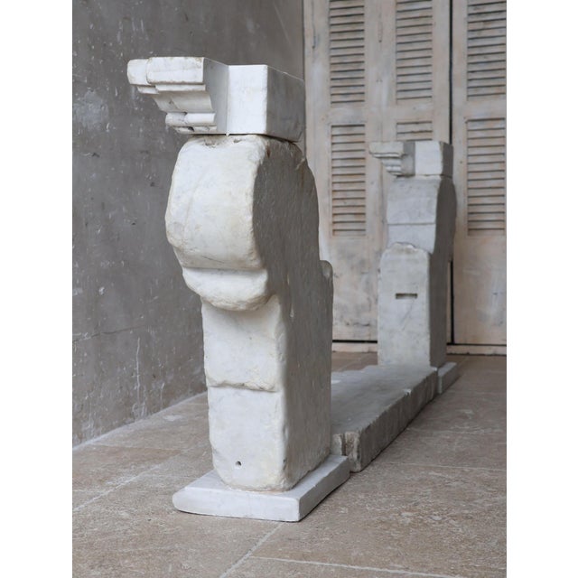 Antique Baroque Marble Console Table with Glass Top For Sale - Image 15 of 16