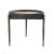 Modern round side table with a rustic flare. Reclaimed pine wood frame tray top with black distressed painted finish....