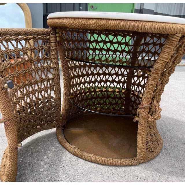 Brown Marzio Cecchi Studio Most Rope Travertine Top Side Tables or Nightstands, a Pair For Sale - Image 8 of 12