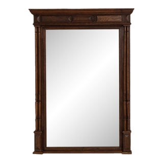 19th Century France Renaissance Brown Wood Mirror For Sale