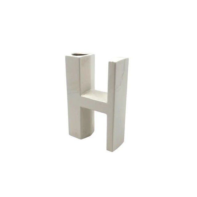 Space Age White H Letter Shaped Ceramic Solifleur Vase by Marcel Radureau, 1970 For Sale - Image 10 of 12