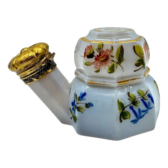 Very Charles X French Opaline Travel Perfume Bottle For Sale