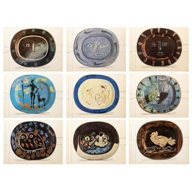 1955 Set of 9 Vintage Prints of Picasso's Ceramic Platters For Sale - Image 12 of 12
