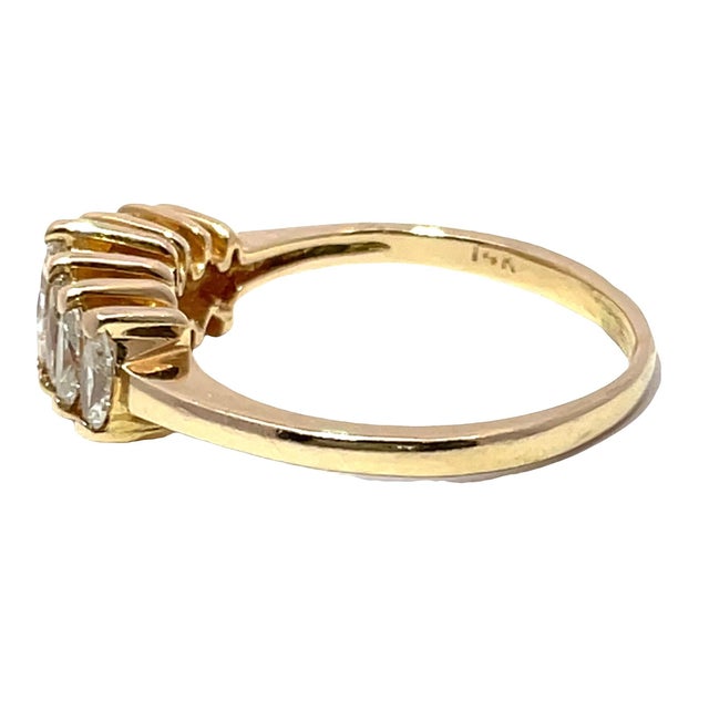 Early 21st Century 14k Yellow Gold Marquise Cut Natural Diamond Ring For Sale - Image 5 of 10