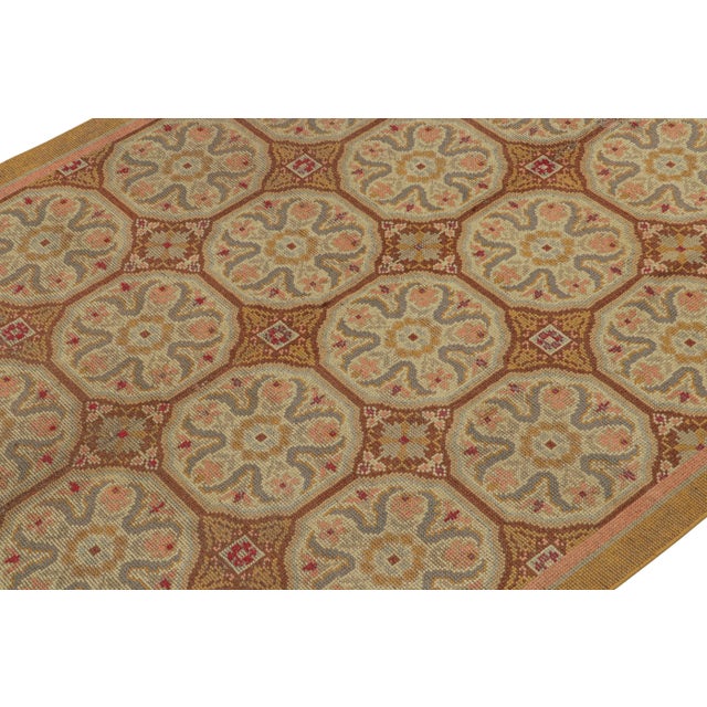 Antique Spanish Savonnerie Rug in Ochre With Medallion Patterns by Rug & Kilim For Sale In New York - Image 6 of 7