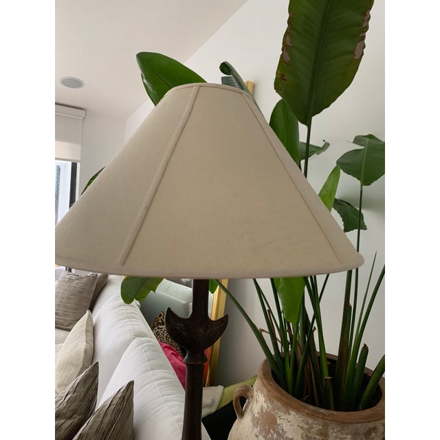 Abstract Ironies Floor Lamp With Off White Linen Shade For Sale - Image 3 of 8