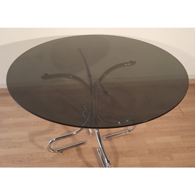 Vintage Italian Smoked Glass Chrome Coffee Table, 1970s For Sale - Image 13 of 18