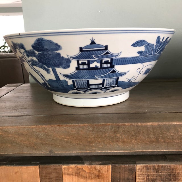 Great pair are of large Chinoiserie bowls from China Wonderful landscape and pagoda