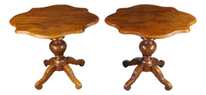 2 Vintage Henredon French Louis Philippe Style Walnut Pedestal Side Tables