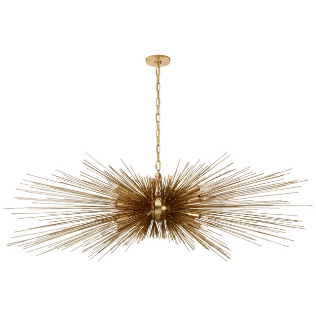 Kelly Wearstler for Visual Comfort Signature Strada Large Linear Chandelier in Gild For Sale