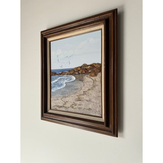 Mid-Century Modern 1970’s Gloria Pelkey Mixed Media Coastal Impressionist Landscape Oil Painting, Framed For Sale - Image 3 of 12