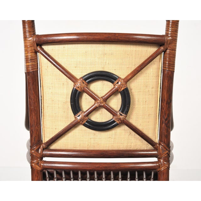 Set of Four McGuire Rattan Target Upholstered Dining Armchairs For Sale - Image 18 of 18