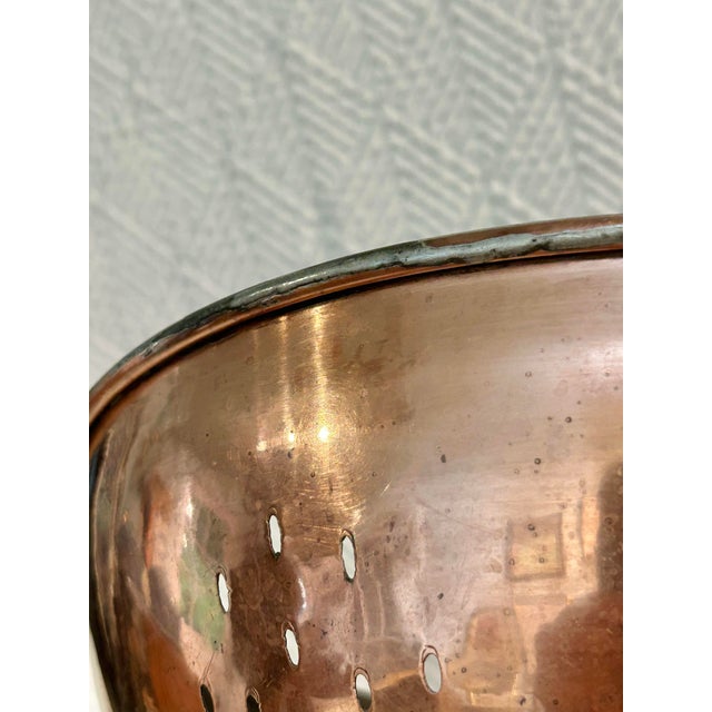 Metal Vintage 1940’s-1960’s Copper Colander by Waldow Brooklyn With Brass Handles | American Handcrafted Kitchenware For Sale - Image 7 of 12