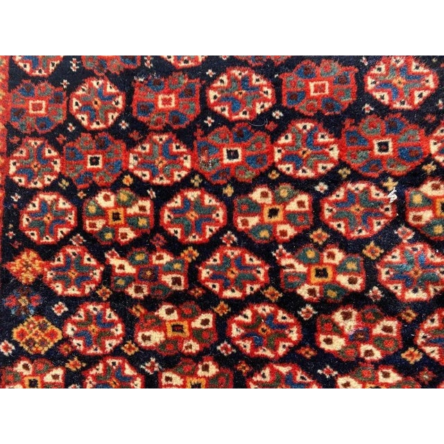 Wonderful 19th century Ghashghaei collectible bag face rug with beautiful tribal design and nice natural colors, entirely...