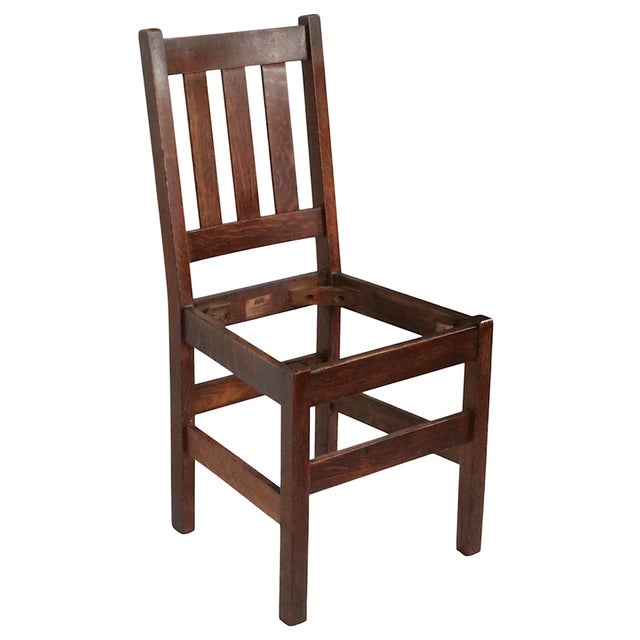 Brown Set of 4 Arts & Crafts Mission Style Dining Chairs by Lifetime Grand Rapids, Circa 1911-20’s For Sale - Image 8 of 12