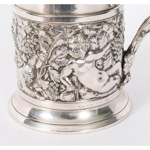 Antique Victorian Silver Plated Embossed and Engraved Mug from G R Collis, 1835 For Sale - Image 4 of 18