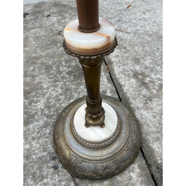 Mid-Century Modern Tall Vintage MCM Floor Lamp With Marble and Brass Base For Sale - Image 3 of 4