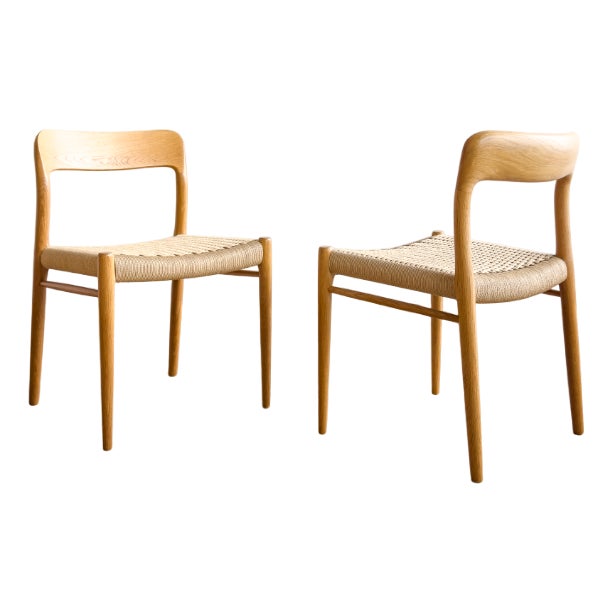 Set of Mid-Century Modern Danish Model 75 Chairs in Oak by Niels O. Møller for J.L. Mollers Møbelfabrik, 1950s For Sale