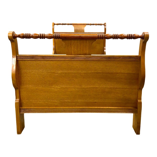 Vintage Twin Size Tiger Oak Sleigh Bed For Sale