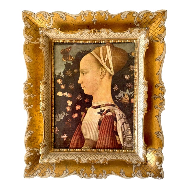 Mid 20th Century Portrait of Ginevra d'Este Gilt Framed Renaissance Print For Sale