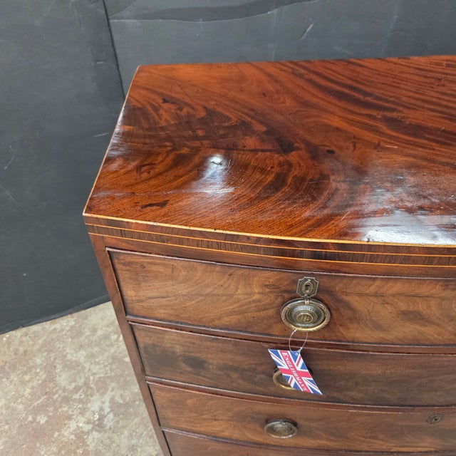 Brown Late 19th Century Mahogany Georgian 5 Drawer Bowfront Chest on Splay Feet For Sale - Image 8 of 18