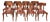 Stunning Set Walnut Klismos Dining Chairs Set of 8 For Sale